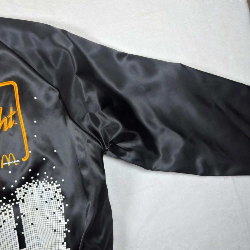 Vintage Pla-Jac McDonalds Mac Tonight Satin Jacket Black Varsity‎ Bomber Small
